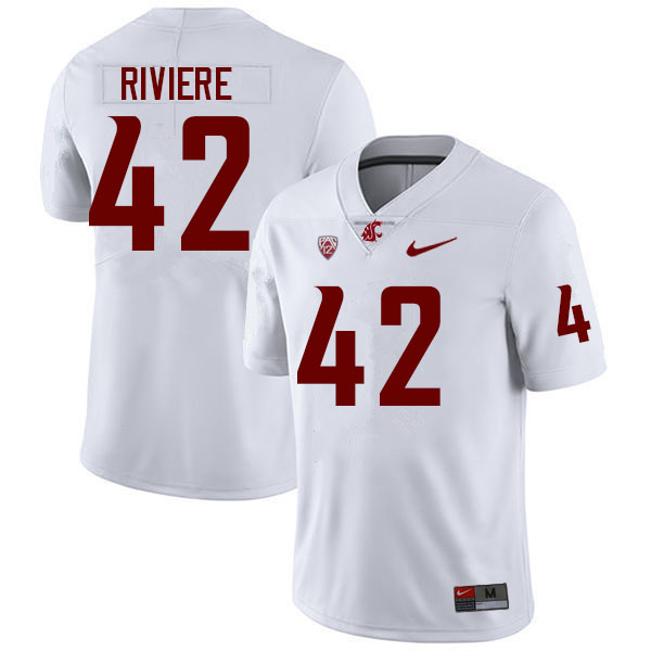 Men #42 Billy Riviere Washington State Cougars College Football Jerseys Sale-White - Click Image to Close